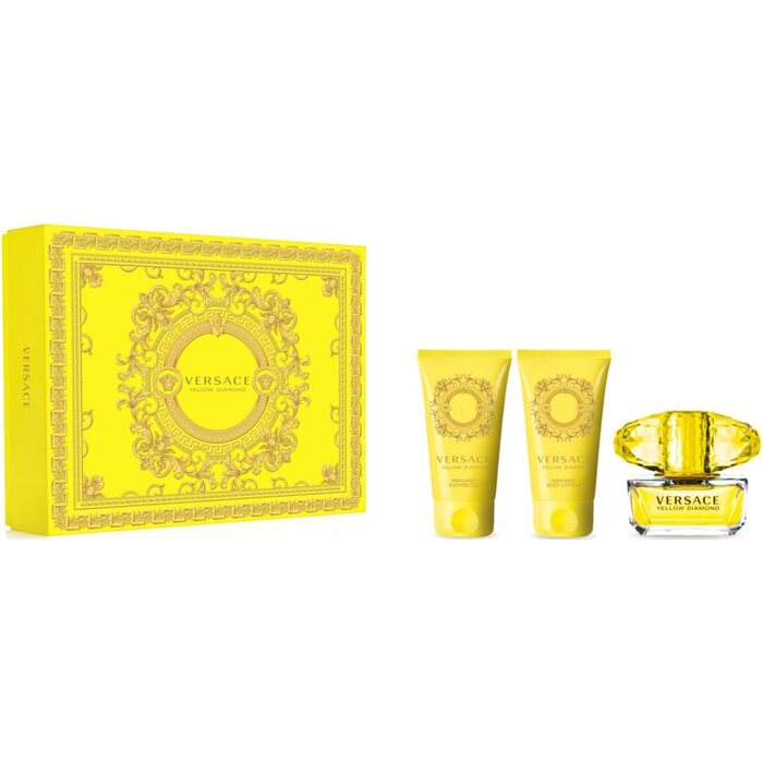 Versace Yellow Diamonds dovanų rinkinys EDT 50 ml dušo želė 50 ml Yellow Diamonds ir Yellow Diamonds kūno losjonas 50 ml Moterims