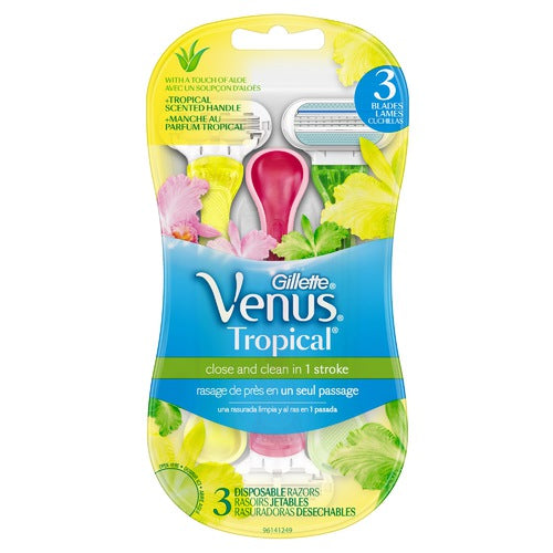 Gillette Vienkartinis moteriškas skustuvas Venus Tropical 3vnt Moterims