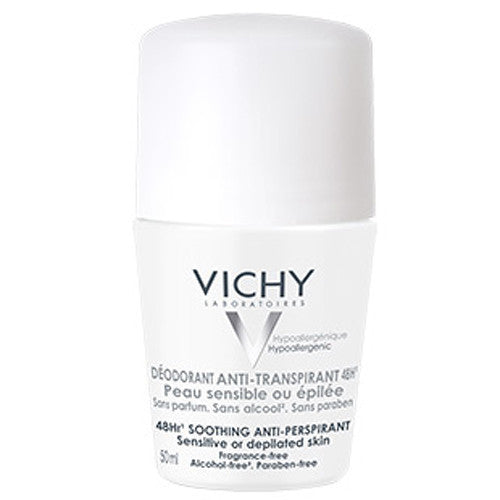 „Vichy“ 48 val. rutulinis dezodorantas jautriai arba depiliuotai odai (raminantis antiperspirantas) 50 ml