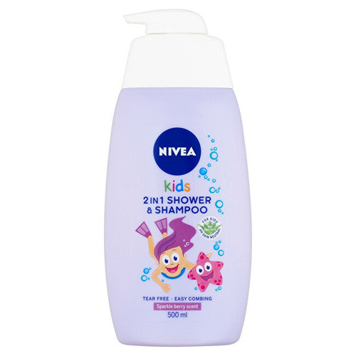 Nivea 2 in 1 dušo šampūnas – kūdikių dušo želė ir šampūnas 2 viename su miško vaisių aromatu 500ml