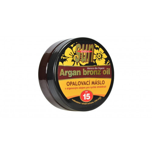 Vivaco Sun Argan Bronze Oil SPF 15 Įdegio sviestas su ekologišku argano aliejumi