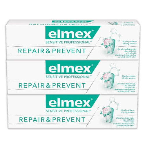 Elmex Jautrus profesionalus remontas ir Prevent Trio Toothpaste (3 vnt) – dantų pasta skausmui malšinti (75ml) Moterims