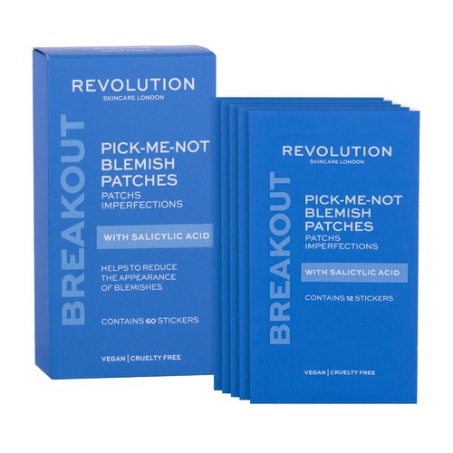 „Revolution Skincare Pick-Me-Not Blemish Patchs“ salicilo rūgšties valomieji pleistrai (60 vnt.) – valomieji pleistrai probleminei odai Moterims