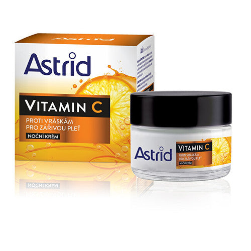 Astrid naktinis kremas nuo raukšlių spindinčiai odai su vitaminu C.