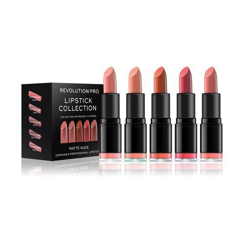 Makeup Revolution Matte Nude Lipstick Collection (5 vnt) - Penkių lūpų dažų rinkinys 3.2g 3.2g