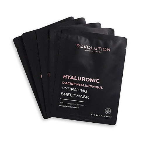 „Revolution Skincare“ biologiškai skaidoma drėkinamoji veido kaukė su hialurono rūgštimi – veido kaukių rinkinys