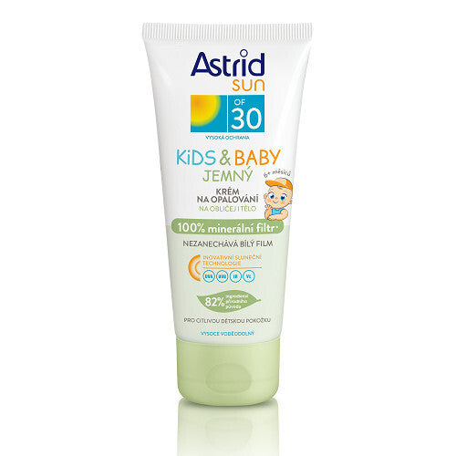 Astrid Sun OF 30 Kids & Baby - Švelnus apsauginis kremas nuo saulės vaikams su 100 % mineraliniu filtru