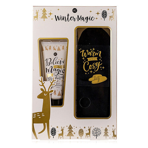 Accentra Winter Magic jalahoolduskomplekt – jalahoolduse kinkekomplekt koos sussidega naistele