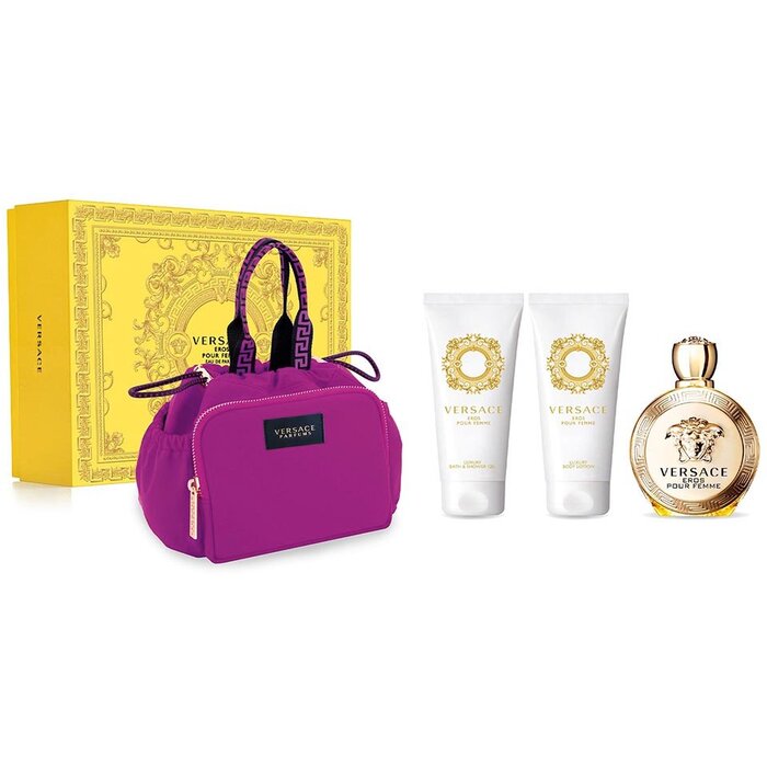 Versace Eros Pour Femme dovanų rinkinys EDP 100 ml, kūno losjonas 100 ml, dušo želė 100 ml ir hirbag Moterims