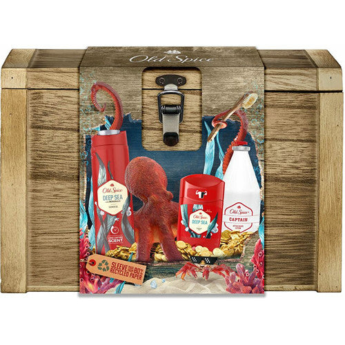 Old Spice Deep Sea Set – kūno priežiūros dovanų rinkinys medinėje skrynioje