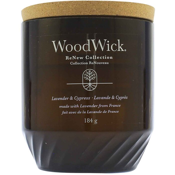 „WoodWick ReNew“ levirų ir kiparisų žvakė
