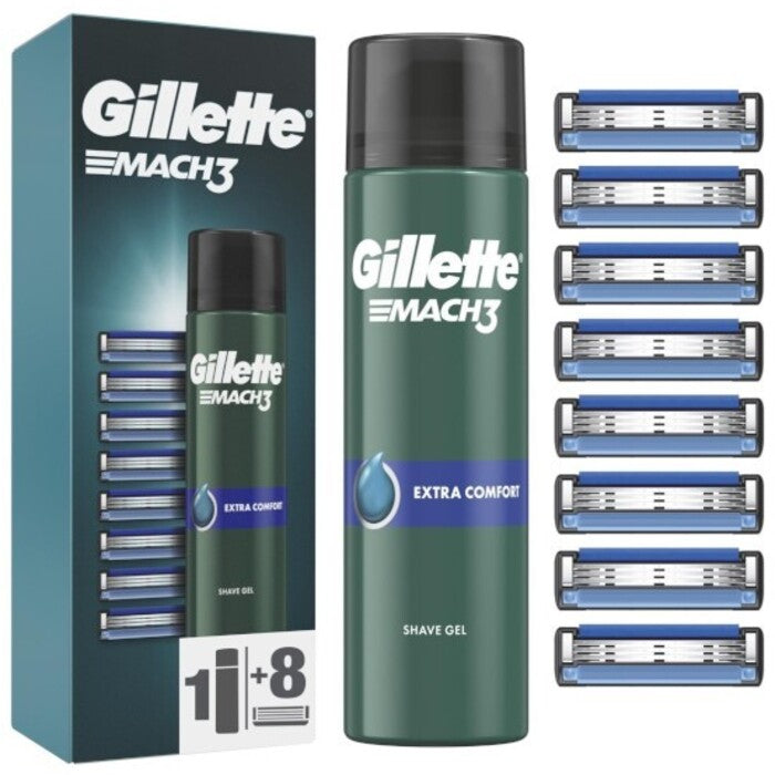 Gillette Gillette Mach3 Extra Comfort skutimosi gelio rinkinys (8 vnt.) (200ml) Vyrams
