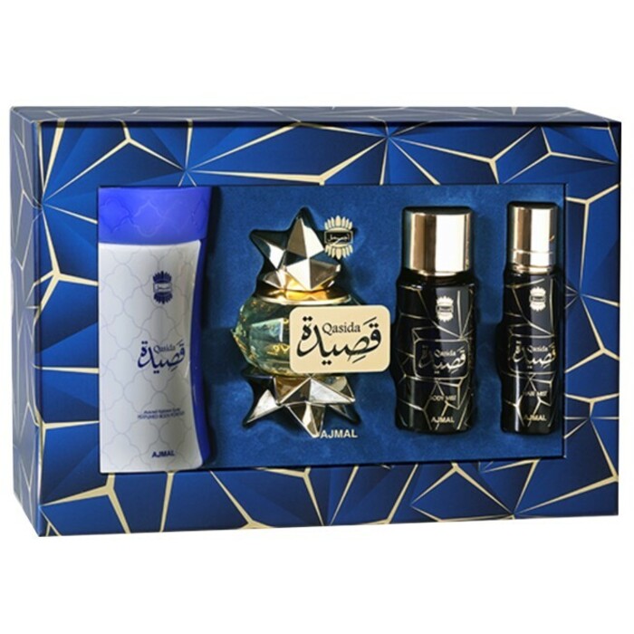 Ajmal Qasida dovanų rinkinys EDP 60ml, kūno Powder 80g, kūno Mist 50ml ir Hair Mist 30ml Vyrams