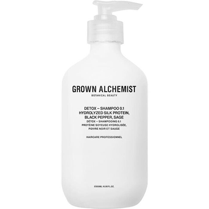 Grown Alchemist Hidrolizuoti šilko baltymai, likopenas, šalavijų detoksikuojantis šampūnas (200ml) Moterims