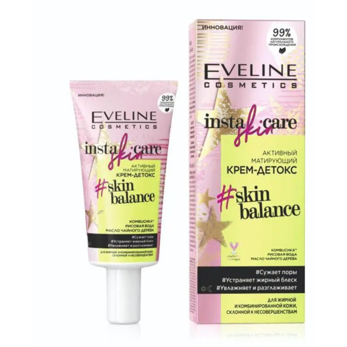 Eveline Cosmetics Insta Skin Care Skin Balance matinis ir detoksikuojantis veido kremas – detoksikuojantis kremas probleminei odai 50ml