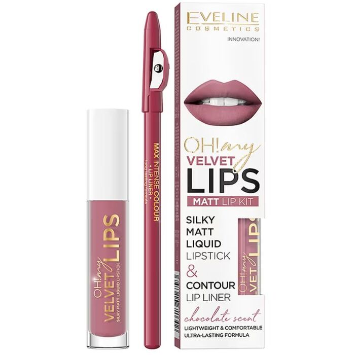 Eveline Cosmetics Oi! My Velvet Lips Matt Lip Kit 4,5 ml 11 Cookie Milkshake