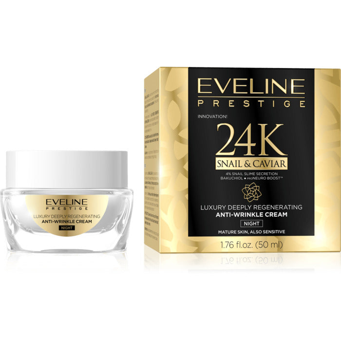 Eveline Cosmetics 24k Snail&Caviar kremas nuo raukšlių naktinis – naktinis kremas su sraigių ekstraktu 50ml