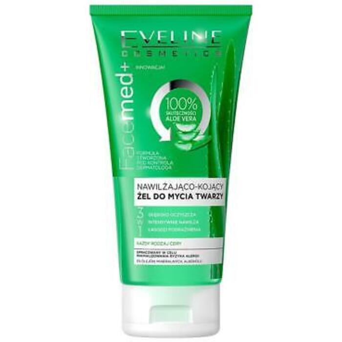Eveline Cosmetics FaceMed+ 100% Aloe Vera drėkinamasis ir raminantis veido prausimo gelis (150ml) Moterims