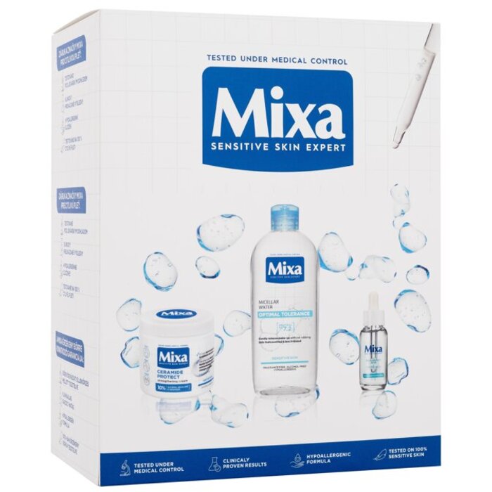 „Mixa“ hialurono rūgšties ir pieno rūgšties drėkinamasis serumas nuo sausumo – dovanų rinkinys