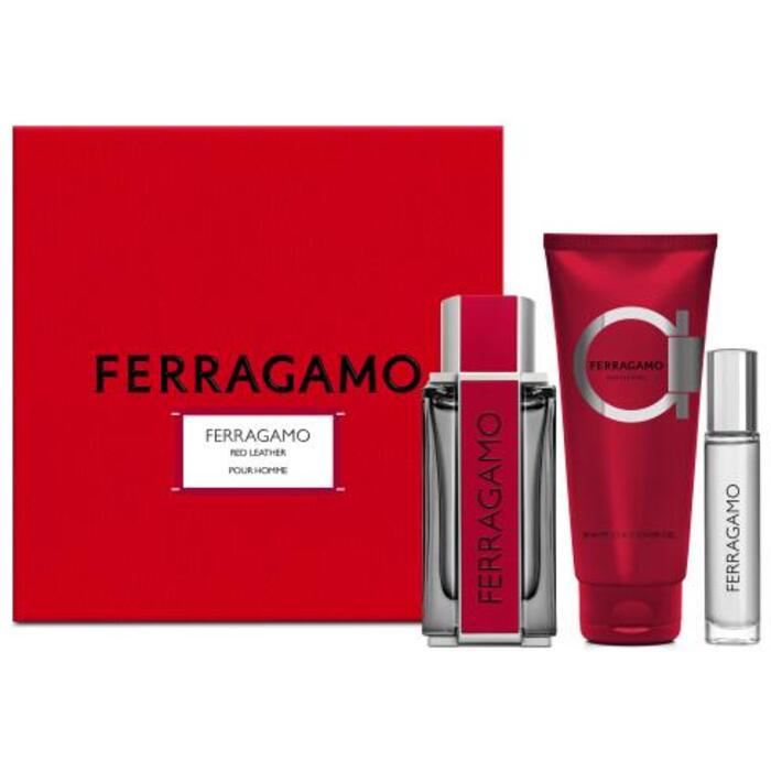 Salvatore Ferragamo Red Leather dovanų rinkinys EDP 100 ml, shampoo ir dušo želė 100 ml ir miniature EDP 10 ml Vyrams