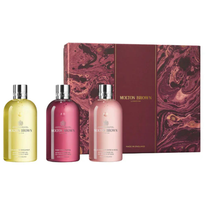 Molton Brown Floral Spicy ķermeņa kopšanas kolekcija - dušas želejas dāvanu komplekts sievietēm