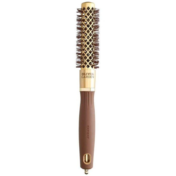 Olivia Garden Expert Blowout Shine apaļa suka, viļņaini sari, zelta un brūna (20 mm) — matu suka sievietēm