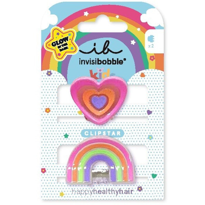 Invisibobble Clipstar Glow Happy Heart - plaukų segtukas 2 vnt