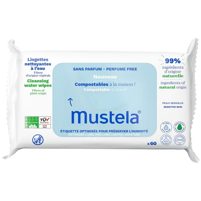 Mustela Kompostuojamos namuose valomos virens servetėlės – valomosios servetėlės be kvapiųjų medžiagų 60.0ks Moterims