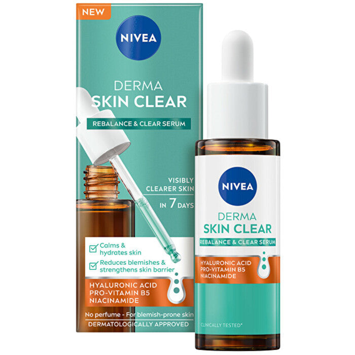 Nivea Derma Skin Clear serumas – regeneruojantis ir giliai drėkinantis odos serumas (30ml) Moterims