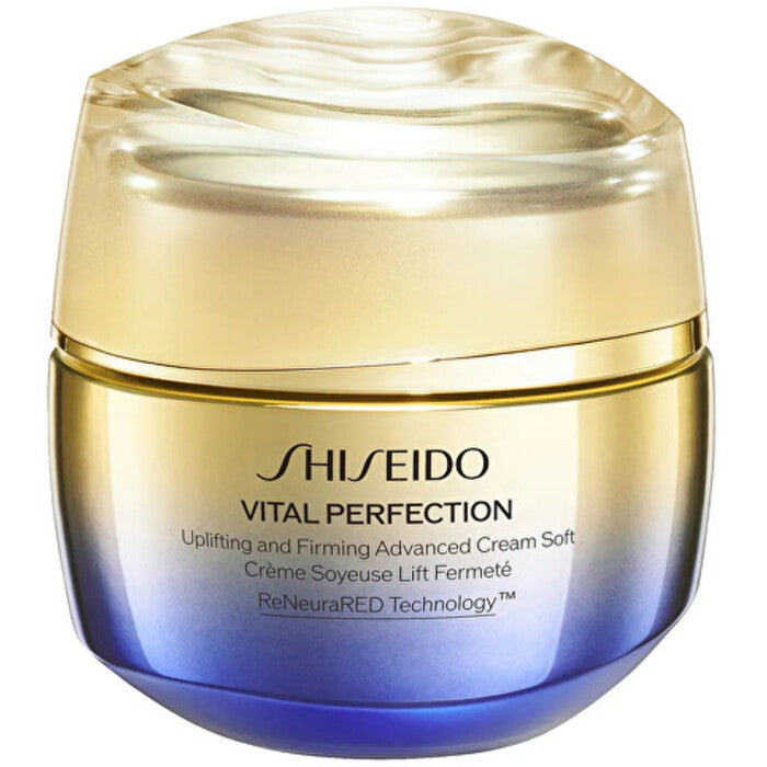 „Shiseido Vital Perfection Uplifting ir Firming Advanced Cream Soft“ – lengvas stangrinamasis odos kremas.