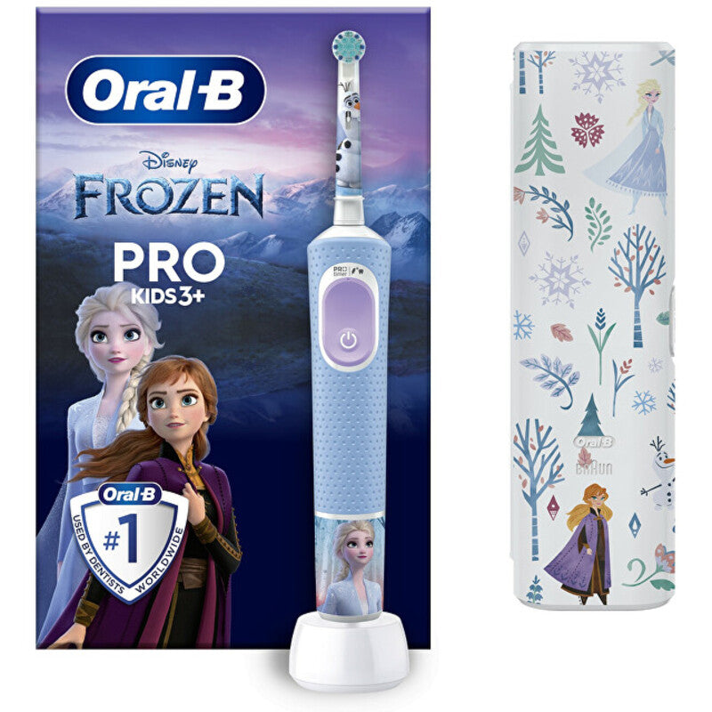 Oral B Vitality Pro Kids Frozen – elektrinis dantų šepetėlis su kelioniniu dėklu