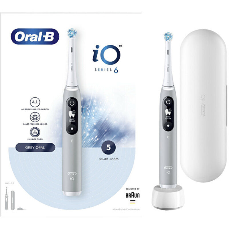 Oral B iO Series 6 (pilkas opalas) – elektrinis dantų šepetėlis