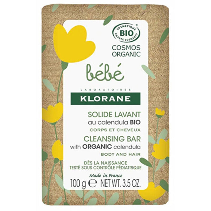 Klorane Bébé Cleansing Bar – švelnus muilas su ekologiškomis medetkomis