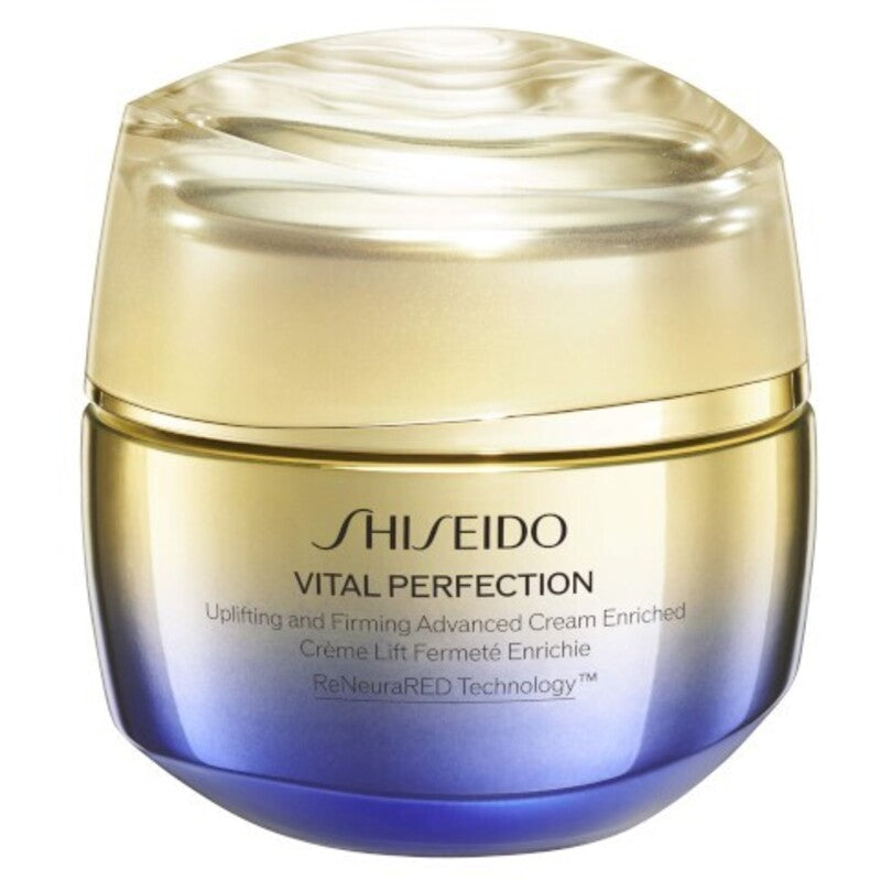 Shiseido „Vital Perfection Uplifting and Firming Advanced Cream Enriched“ – stangrinamasis kremas normaliai ir sausai odai.