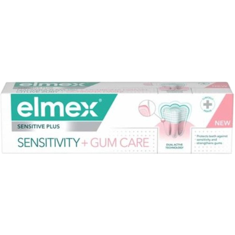 Elmex Sensitive Plus Sensitivity + Gum Care dantų pasta – dantų pasta jautriems dantims ir dantenoms 75ml