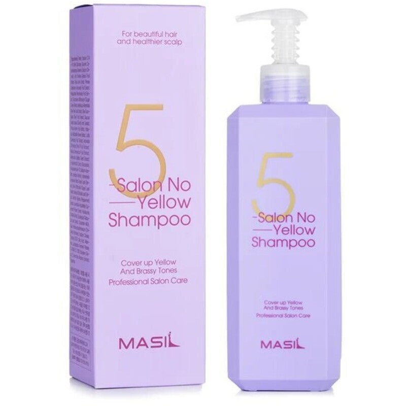 Masil 5 Salon No Yellow šampūnas – purpurinis šampūnas, neutralizuojantis geltonus tonus 150ml
