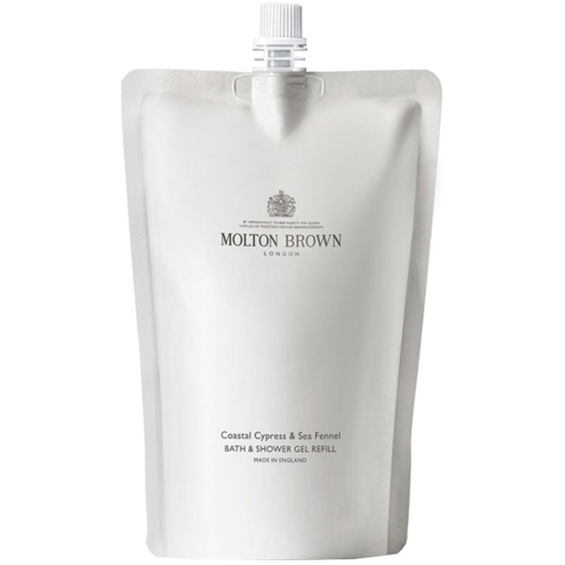 Molton Brown Pakrantės kiparisas & Jūros pankolių vonia & dušo gelis Refill – pakaitinis dušo želė papildymas 400ml
