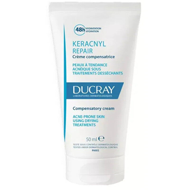 Ducray Keracnyl Repair Compensatory Cream – drėkinamasis kremas, skirtas dermatologinio gydymo nusilpusiai odai 50ml