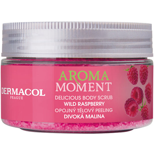 „Dermacol Aroma Moment“ kūno šveitiklis su laukinių aviečių ekstraktu – svaiginantis kūno šveitiklis