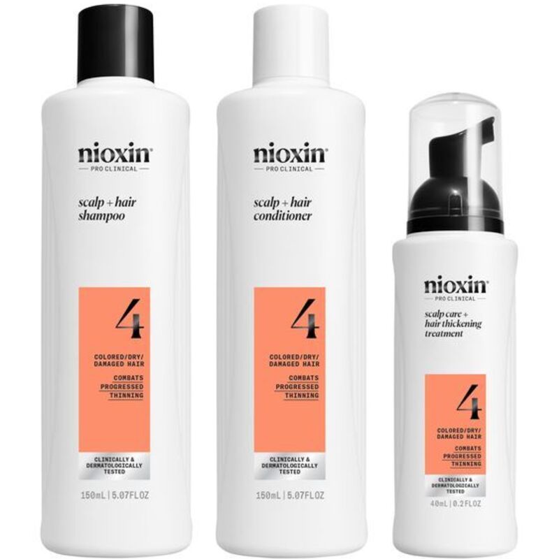Nioxin System 4 Scalp Care Set – Priežiūros rinkinys ploniems dažytiems plaukams, kurie gerokai išretėja