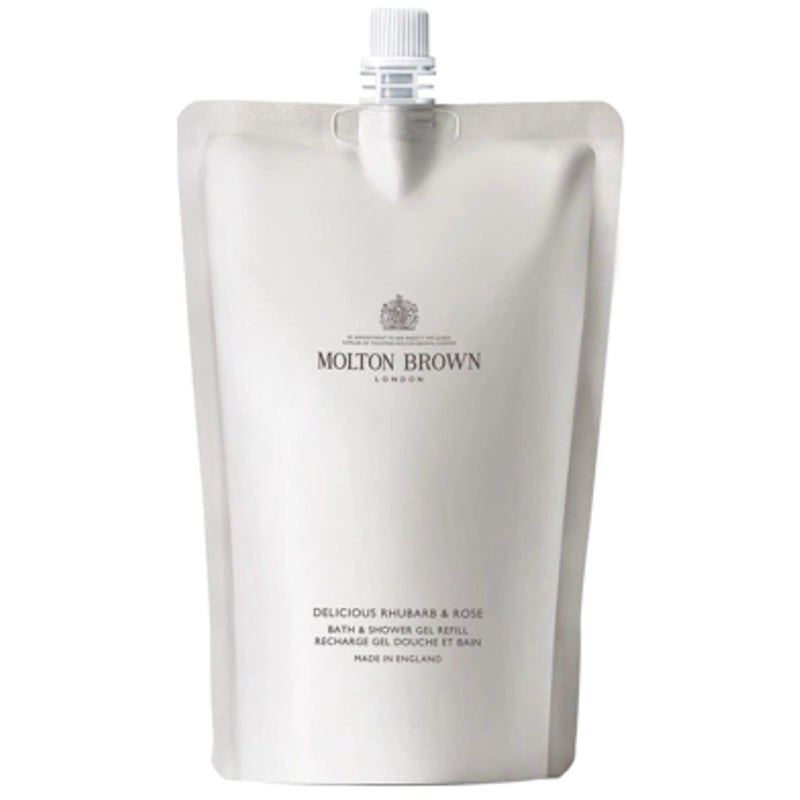 Molton Brown Skanūs rabarbarai & Rose Bath & dušo gelis Refill – pakaitinis dušo želė papildymas 400ml