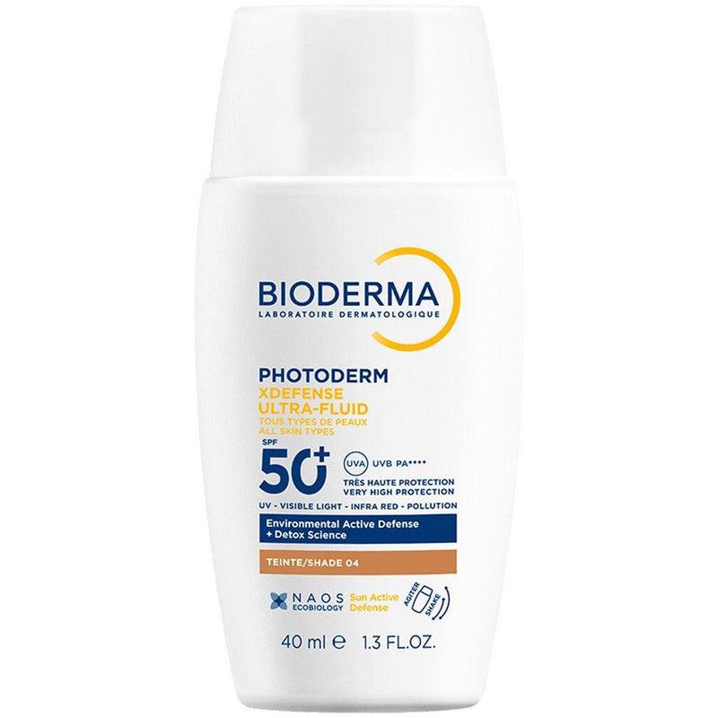 Bioderma Photoderm Xdefense Ultra-Fluid SPF 50+ - Ultrafluid apsauga nuo neigiamo išorės poveikio, saulės ir taršos 40 ml Shade 04