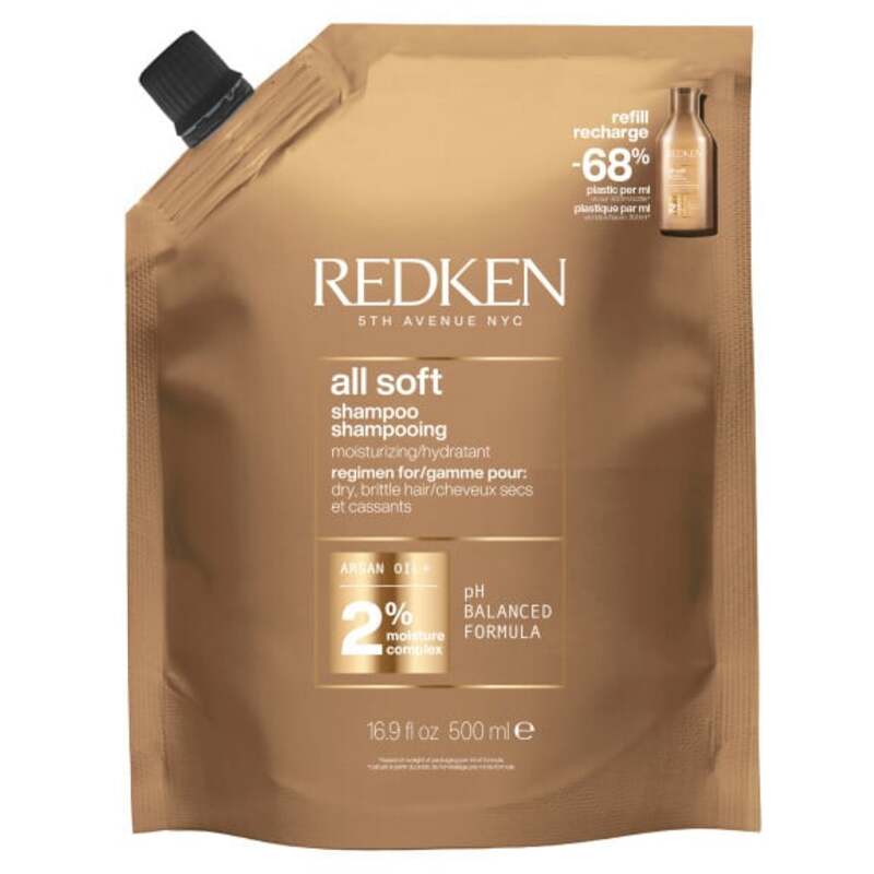 Redken All Soft šampūnas Refill – Šampūno papildymas sausiems plaukams 500ml
