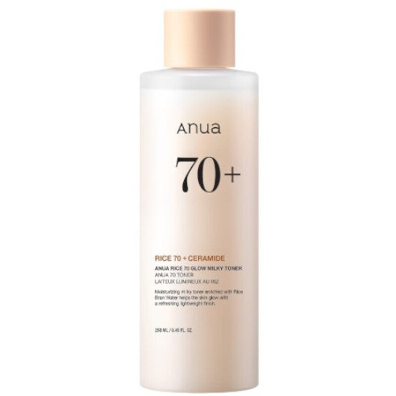 „Anua Rice 70 + Ceramide Glow Milky Toner“ – skaistinamasis odos tonikas su ryžių ekstraktu.