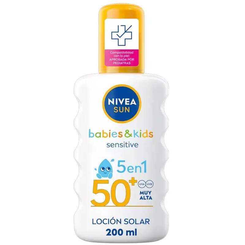 Nivea Sun Babies & Kids Sensitive Protect 5 in 1 SPF 50+ – vaikų apsaugos nuo saulės purškiklis