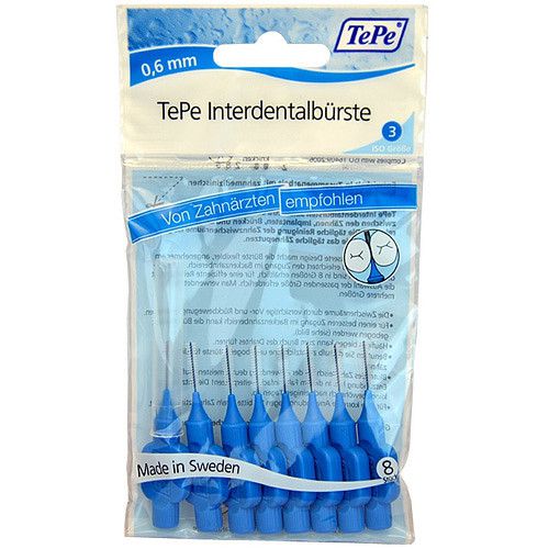 TePe Interdental Brush Normal (0,6 mm mėlynas 8 vnt) - tarpdančių šepetėliai Moterims