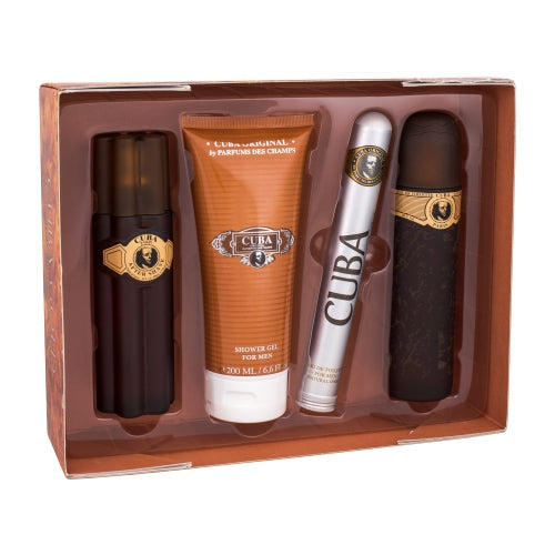 Cuba Cuba Gold dovanų rinkinys EDT Kvepalai 100 ml, After Shave Cuba Gold 100 ml, dušo gelis Cuba Gold 200 ml ir Cuba Gold EDT Kvepalai 35 ml Vyrams