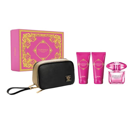 Versace Bright Crystal Absolu Dovanų Rinkinys EDP 90 ml, Kūno losjonas 100 ml, dušo gelis 100 ml ir kosmetinė