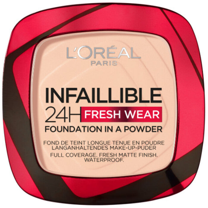 L´Oréal Infallible 24H Fresh Wear makiažo pagrindas pudroje 9 g (180 Rose Sir) Moterims