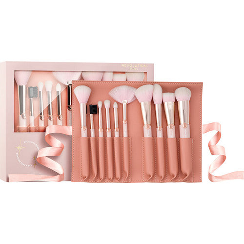 Makeup Revolution Revolution PRO x Influencer Overnight Full Beat Brush Set & Roll – šepetėlių rinkinys Moterims